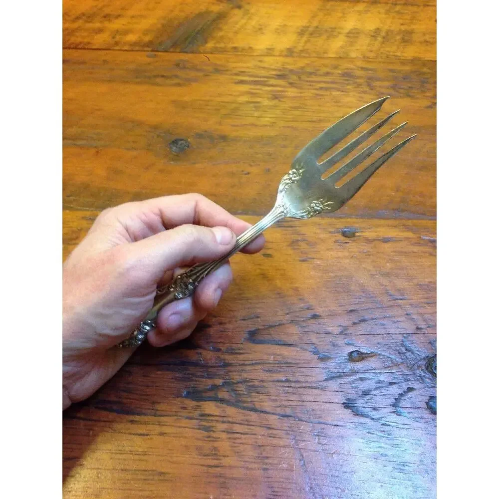 Vintage Reed & Barton Silverplate Wedding Serving Pastry Cake Fork Lilies #4 8
